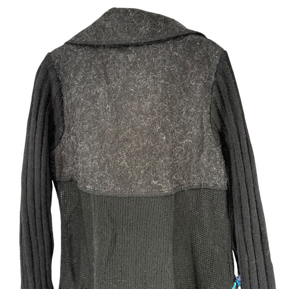 Liquid by Sioni Cardigan Sweater Size L Art To Wear Mohair Wool Blend Black Boho - Picture 11 of 13